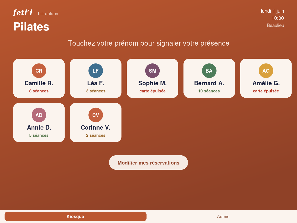 Kiosque — signaler sa présence